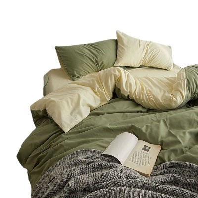 ins双拼水洗棉床上四件套单品床单被套200x230床笠学生宿舍三件套