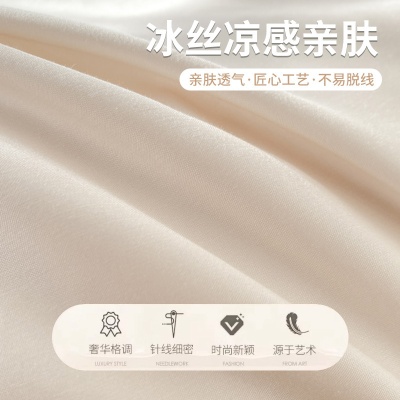 2025夏季纯色冰丝四件套a类凉感床单被套宿舍三件套南通床上用品4