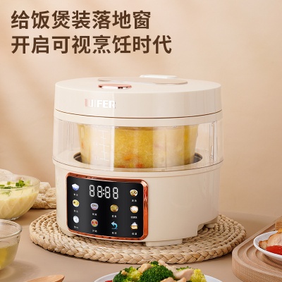 智能可视玻璃胆电饭煲迷你3-4人预约可多功能2L家用无涂层电饭锅