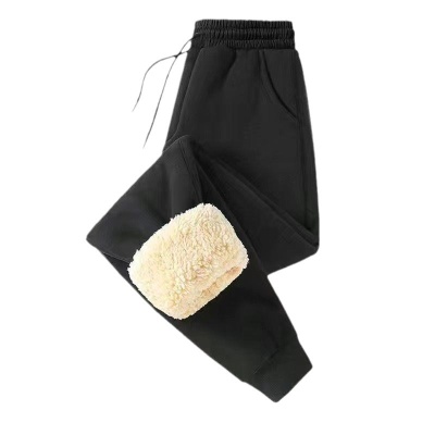 冬季潮流运动裤男士束脚羊羔绒加绒加厚宽松加肥加大码休闲长裤子