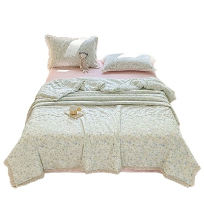 ins法式花边夏凉被四件套抖音爆款A类母婴级空调被床单床笠四件套