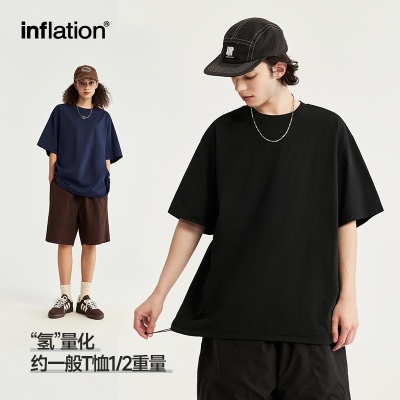 INF男装|150g氢气立体剪裁T恤2024春夏新品宽松潮牌圆领短袖上衣