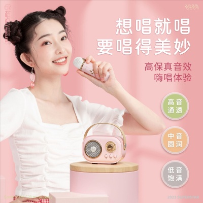 麦克风蓝牙音响带话筒唱歌音响一体机礼品定制户外便携式K歌音箱