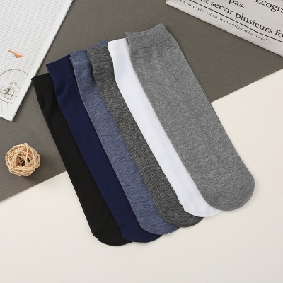 春夏男士休闲运动中筒袜居家户外商务袜子纯色吸汗袜地摊货源批发
