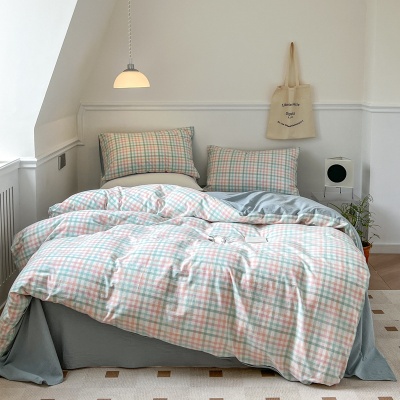 定制色织水洗棉纯棉四件套全棉床上用品床单被罩厂家直销被子