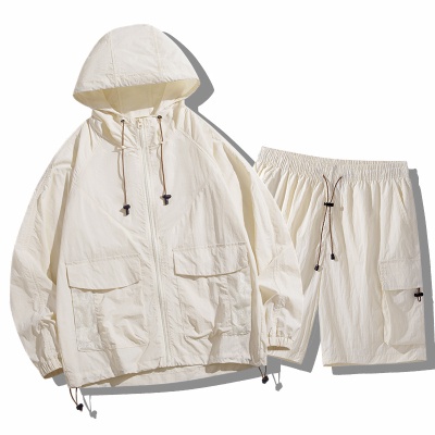 UPF50+防晒衣连帽男女同款夏季薄款冰丝透气防紫外线防晒服套装男