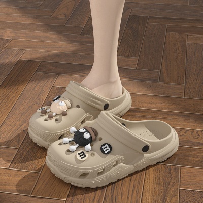 煤球洞洞鞋男夏季外穿踩屎感软底运动沙滩防滑防臭厚底包头凉拖鞋