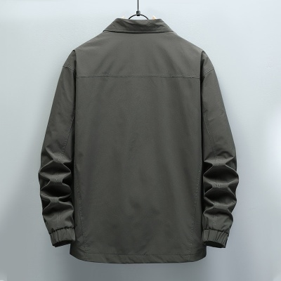 春秋加肥加大码男装休闲夹克外套胖子宽松翻领男式上衣时尚夹克