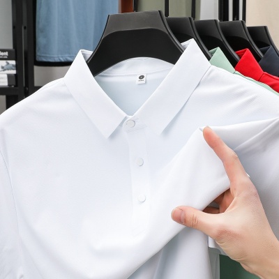 夏季短袖t恤男士商务休闲冰丝翻领polo衫男女无痕体恤上衣高品质