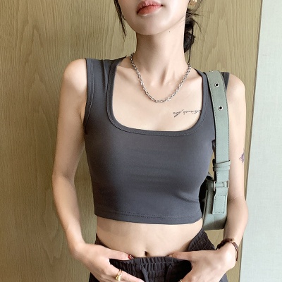 H351纯棉短款吊带背心女夏季新款内搭遮副乳工字无袖打底外穿上衣