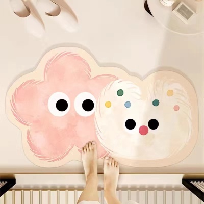 卡通浴室吸水地垫趣味卫生间门口硅藻泥防滑脚垫家用厕所速干地毯