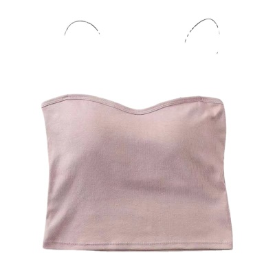 无痕打底衫少女螺纹棉裹胸外穿辣妹美背带胸垫舒适吊带小背心