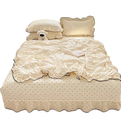 new韩版花边ins夏凉被四件套空调被薄四季通用可机洗不起球