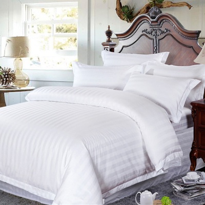 纯棉床品四件套精梳棉三分缎条床单被套枕套家纺民宿酒店布草批发