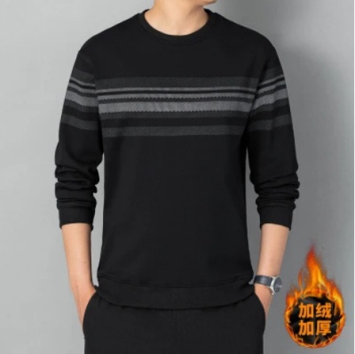 加绒卫衣男士2023新款宽松百搭潮流秋冬季男装上衣圆领爸爸装卫衣