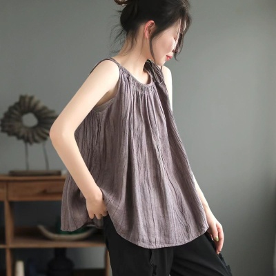 新款夏装复古女士背心无袖内搭宽松套头打底吊带上衣薄款显瘦气质