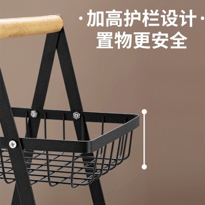 跨境多层水果篮厨房三层缕空网格手提收纳篮客厅干果零食置物架