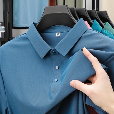 夏季短袖t恤男士商务休闲冰丝翻领polo衫男女无痕体恤上衣高品质