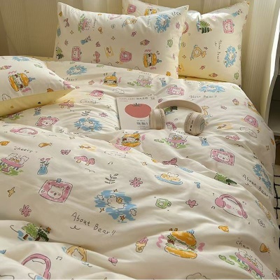 卡通床上用品被套学生宿舍三件套被单4件套亲肤水洗棉四件套清仓