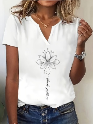 2024年夏季女士短袖T恤时尚独立日国旗猫印花短袖上衣休闲女装