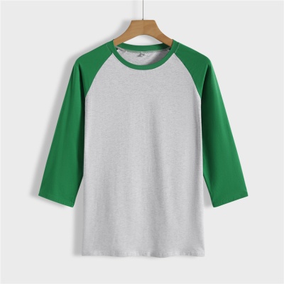 亚马逊wish独立站一件起印纯色插肩七分袖T恤现货跨境女装上衣衫