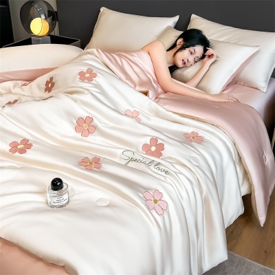 水洗真丝夏被冰丝空调被四件套2025新款冰丝夏凉被床单被套三件套