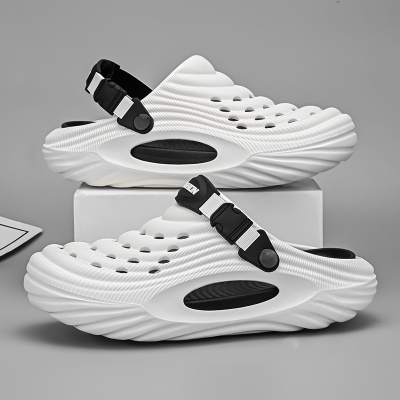 新款洞洞鞋男夏季外穿防滑包头沙滩凉鞋时尚简约运动休闲厚底拖鞋