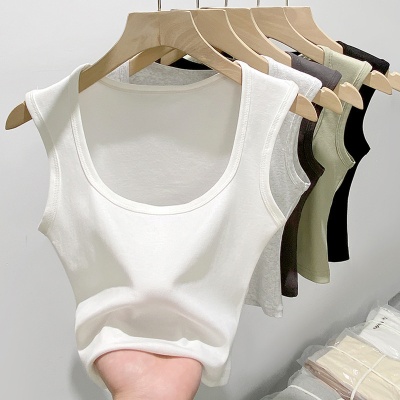 H351纯棉短款吊带背心女夏季新款内搭遮副乳工字无袖打底外穿上衣