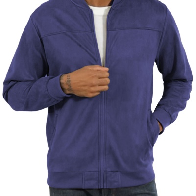 2025跨境亚马逊春秋季麂皮绒纯色男装拉链夹克休闲复古长袖夹克衫