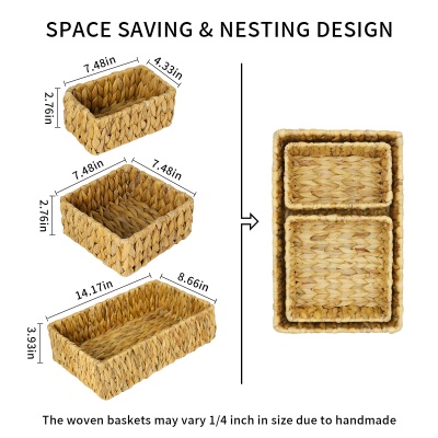 收纳筐桌面收纳篮水葫芦草编织收纳盒浴室储物篮厕所家用置物篮