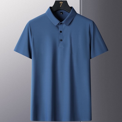 【品质无痕】夏季高档大码冰丝POLO衫男短袖免烫商务休闲纯色男装