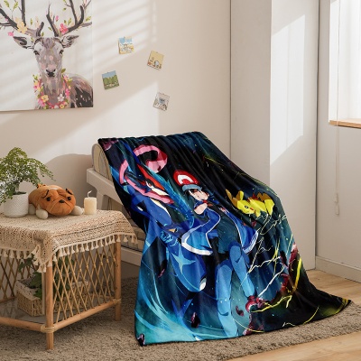 皮卡丘双面法兰绒单面 数码印花毛毯盖毯空调被一件代发来图制作