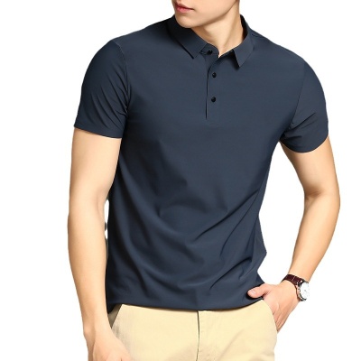 无痕冰丝短袖polo衫男士高端休闲夏季凉感t恤工作服纯色翻领体恤