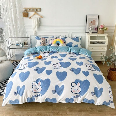 厂家批发全棉芦荟棉学生宿舍儿童卡通床上用品四季通用纯棉四件套