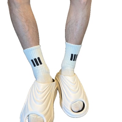 FOG立体三杠纯色棉袜中长筒袜子男女ins情侣运动潮袜篮球袜子男