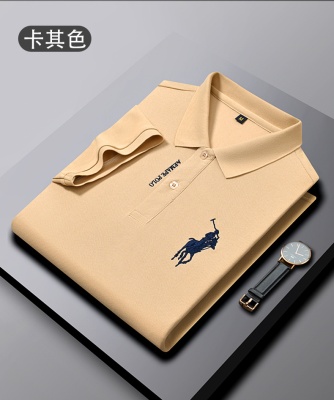 跨境电商短袖t恤2023夏季新款中青年男士翻领工装Polo衫外穿T恤男