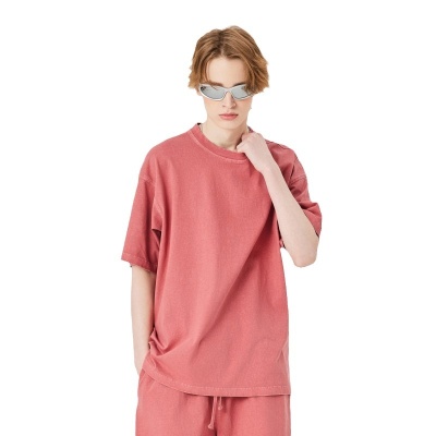 男装|复古做旧工艺高街水洗短袖男士t恤潮牌宽松纯棉圆领情侣上衣