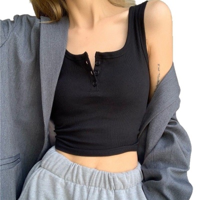 2025年粉色吊带背心女内搭外穿美背夏季甜辣风短款上衣 一件代发