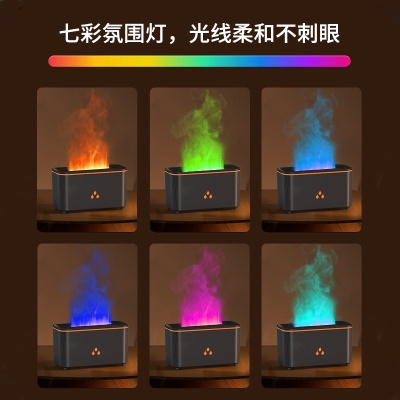 新款仿真火山火焰香薰机室内增香氛围小夜灯大喷雾量静音加湿器