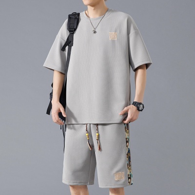 NASA中式运动套装男士夏季冰丝速干短袖T恤轻薄透气大码休闲短裤