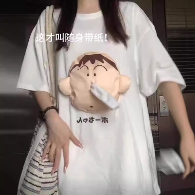 男女同款【随身抽纸】短袖阿呆抽纸短袖T恤好玩有趣创新T恤潮流