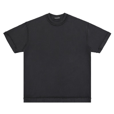澜海男装|春夏水洗270g反车工艺宽松纯色潮牌重磅纯棉落肩短袖T恤