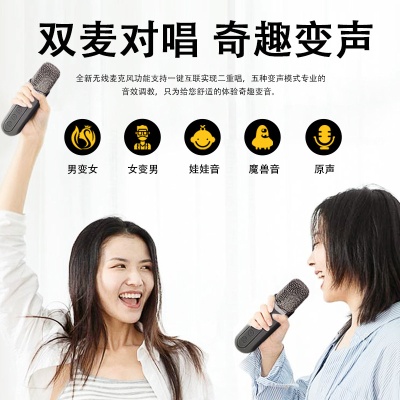 YS203KTV家庭套装音箱带话筒一体机KD203双麦克风蓝牙唱K歌音响