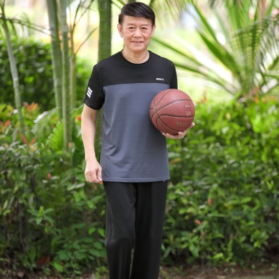 中老年人运动套装男夏季爸爸夏装时尚短袖t恤爷爷老人男士运动服