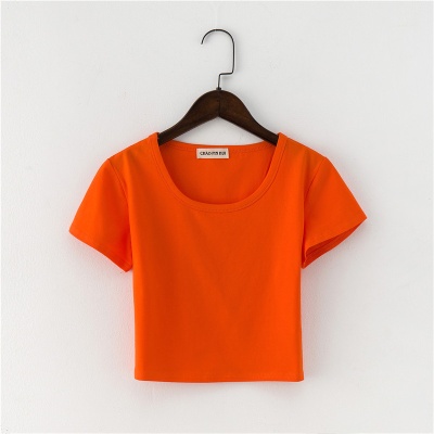 露脐短袖t恤女夏韩版紧修身漏肚脐打底衫泫雅风短款小衫高腰上衣