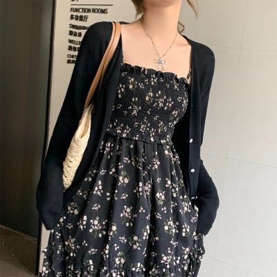 红色冰丝防晒针织开衫女夏天轻薄款小披肩外搭配吊带薄纱外套上衣