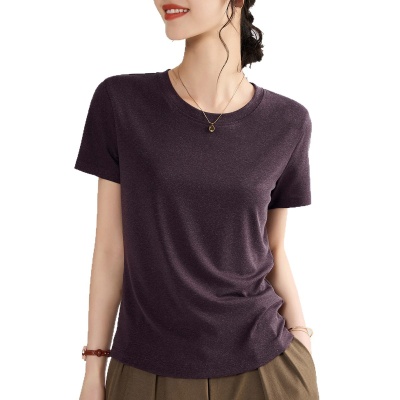 2025新款莱赛尔天丝亚麻面膜T恤女夏季短袖薄款打底衫宽松上衣服