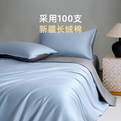 100支新疆长绒棉全棉纯棉三件套轻奢床品床单床笠被套床上四件套