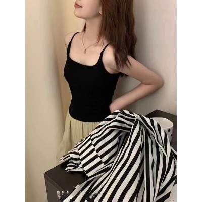 暖小艾702莫代尔吊带背心升级款一体杯云感棉修身显瘦女打底吊带