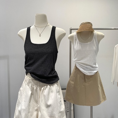 薄款雪花麻U领背心女夏季遮副乳打底内搭外穿无袖上衣ins工字吊带